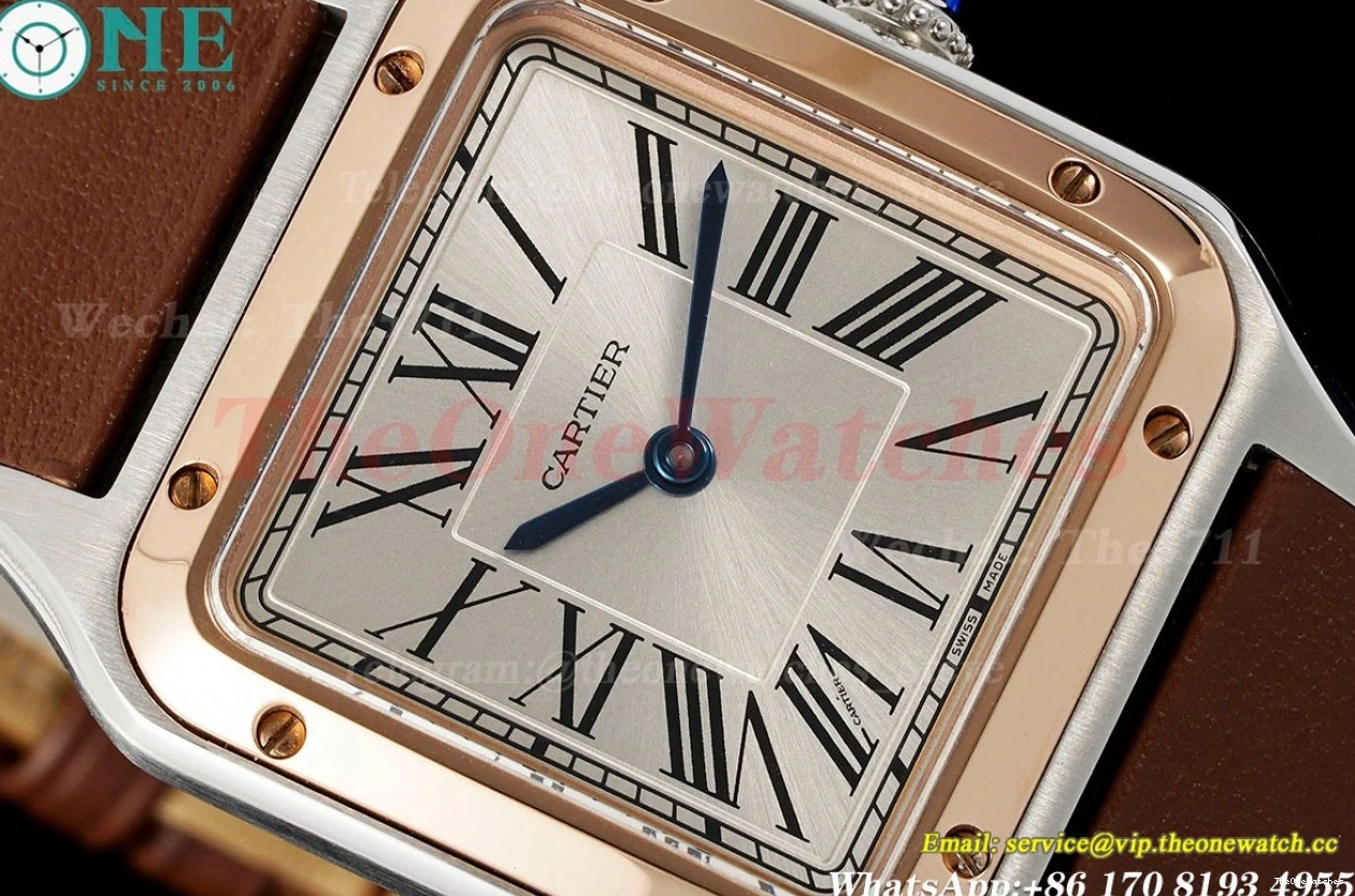 LE Santos Silver Quartz Brown Dial Dumont AF RG 0502
